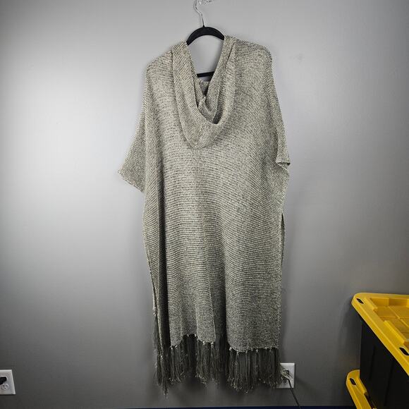 Free People Light My Fire Shimmer Kimono Pewter Fringe OS - Picture 2 of 7